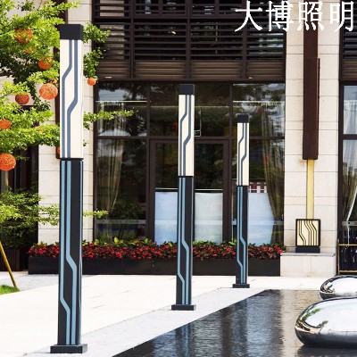方形景觀燈豎條紋廣場(chǎng)照明戶外簡(jiǎn)約景觀燈柱特色LED現(xiàn)代庭院燈