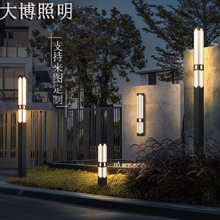 新中式方形景觀燈LED庭院燈特色拉絲電鍍不銹鋼景觀燈柱廠家批發(fā)