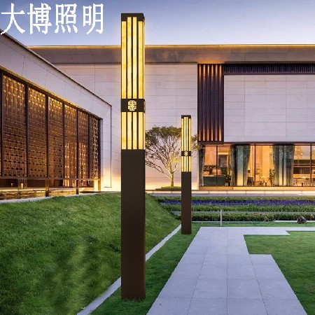 新中式方形景觀燈LED庭院燈特色拉絲電鍍不銹鋼景觀燈柱廠家批發(fā)