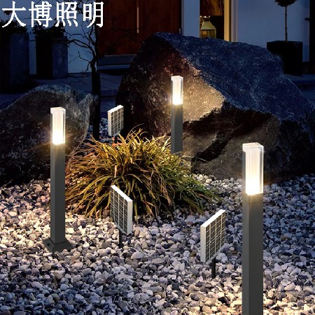 戶外LED太陽能草坪燈公園草地照明亮化現(xiàn)代特色小方柱草坪燈批發(fā)